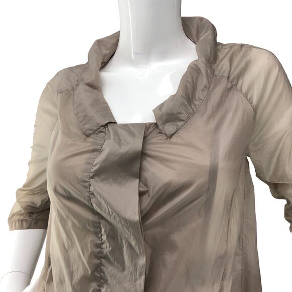 12 One Womens Size M Sheer Parachute Jacket Beige Snap Front Art to Wear Piece - Picture 3 of 16